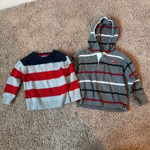 Mixed Brand Kids Red, Navy, and Gray Striped Sweater Set